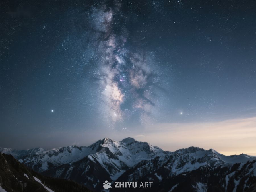 雪山夜景与银河 242