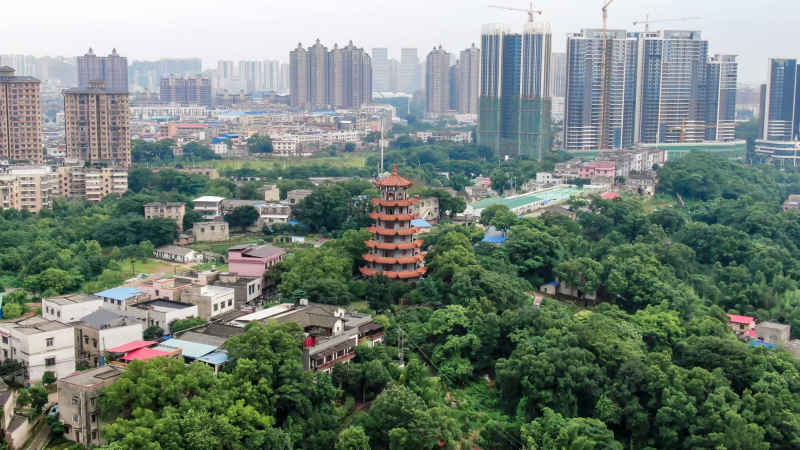 湖南湘潭城市风光航拍摄影图