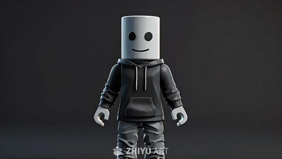 一个块状的，类人视频游戏角色，可能来自Roblox