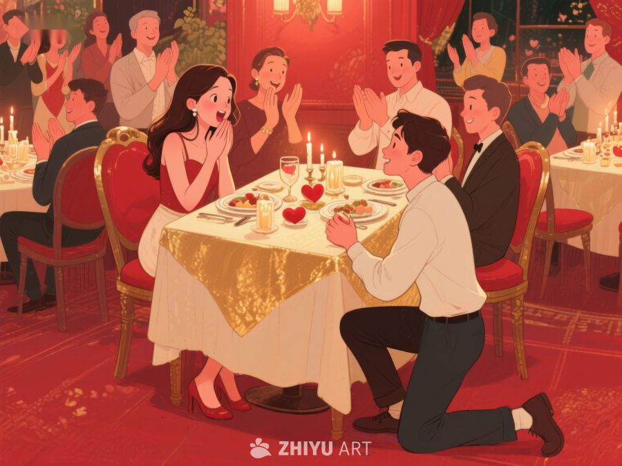 餐厅求婚场景温馨感人 5