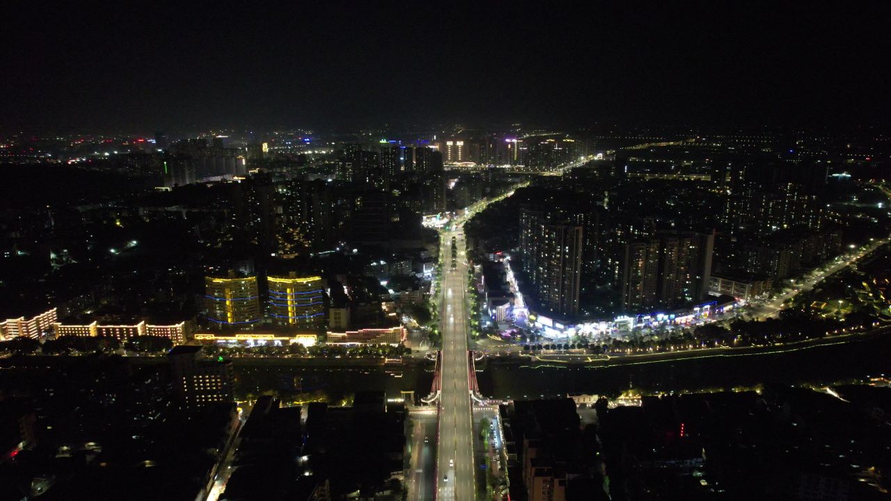 城市夜景灯光万家灯火夜景航拍