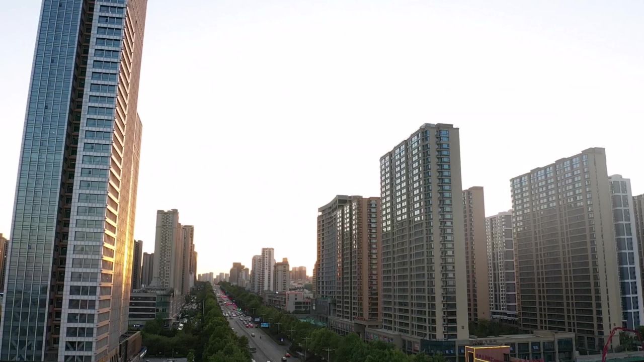 夕阳 日落 高楼大厦 