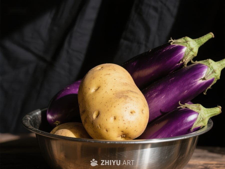 土豆与茄子的静物组合 384