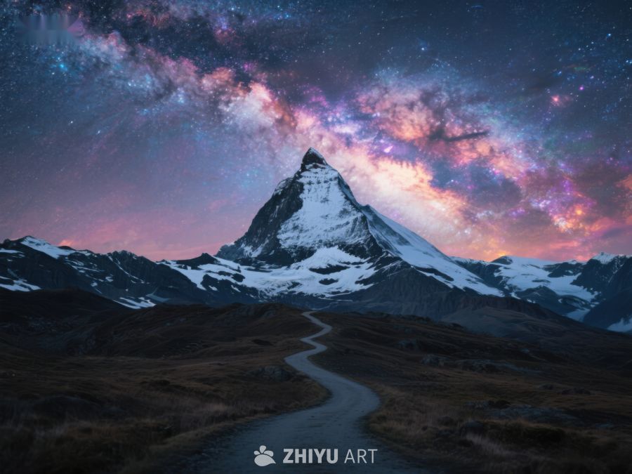 星空下的雪山与蜿蜒小径 217