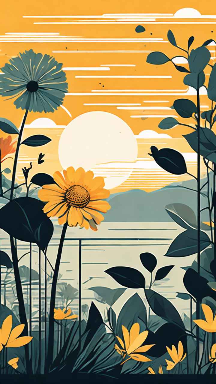 植物抽象黄色静态插画 4