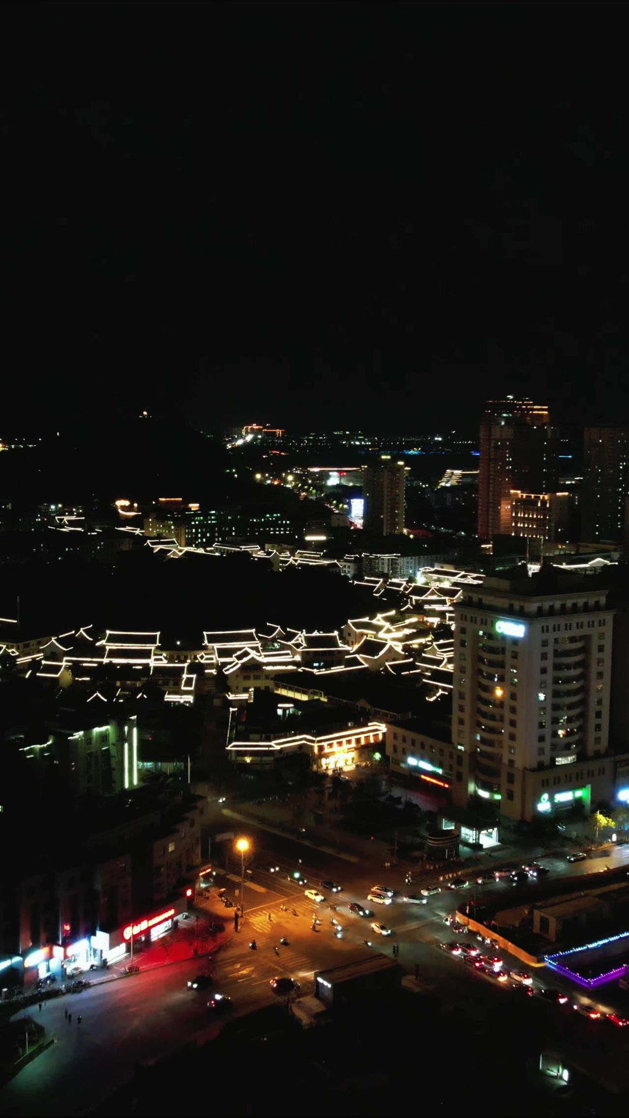 江苏徐州城市夜景灯光竖屏航拍