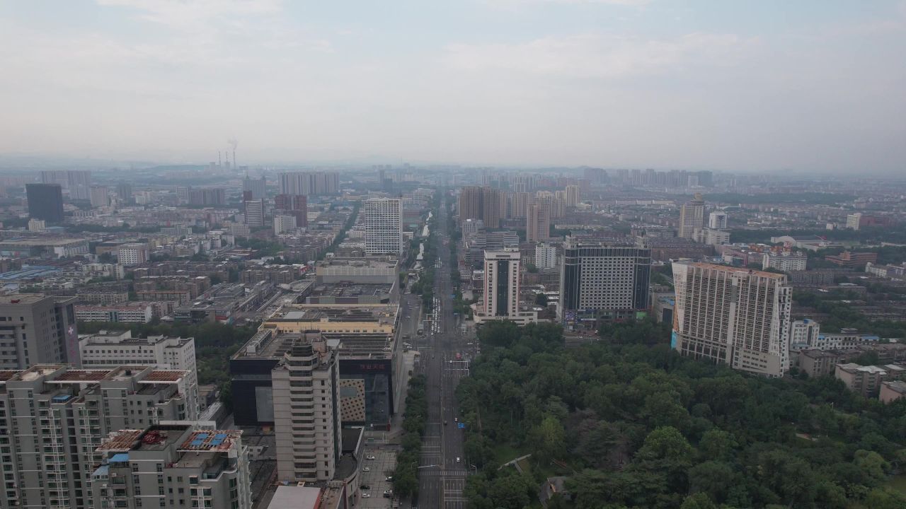 山东淄博城市建设航拍  