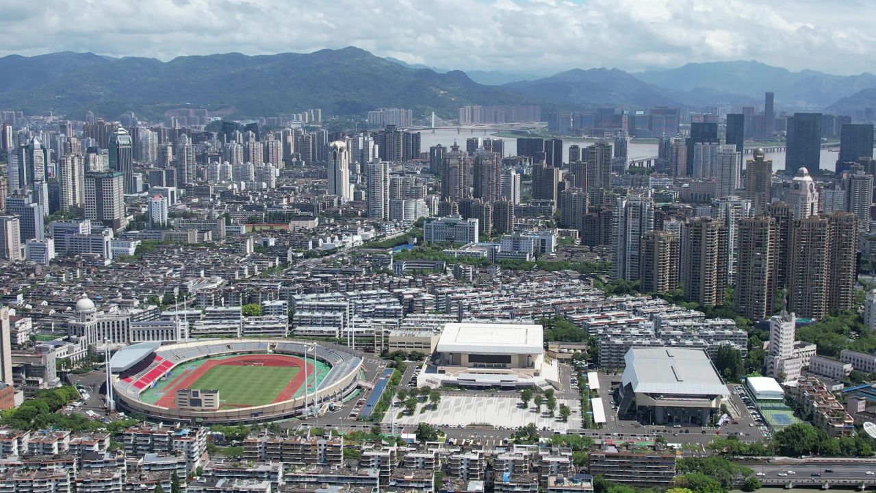 浙江温州城市风光地标建筑航拍 