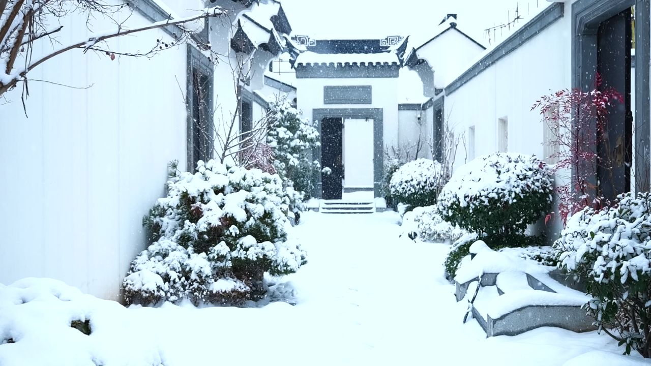 中式园林雪景 园林雪景 江南雪景 48