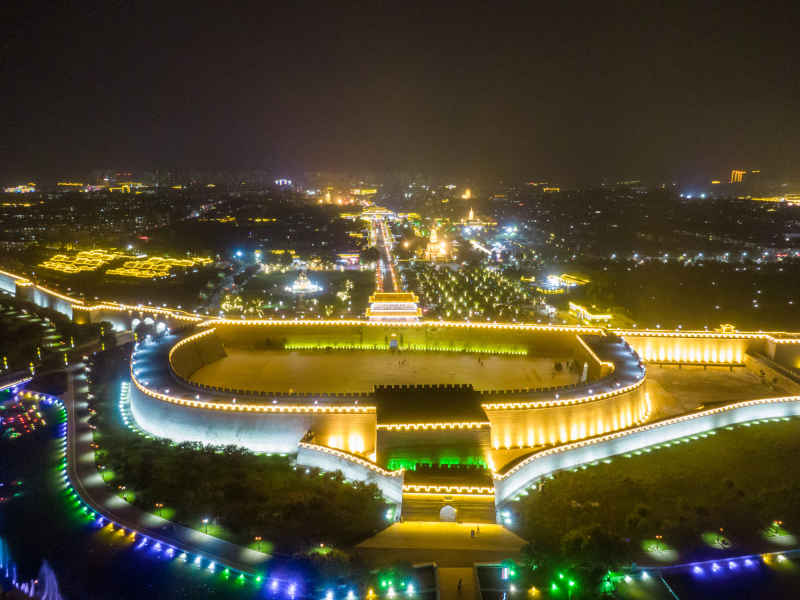 河南开封城市风光地标建筑旅游景区航拍图 