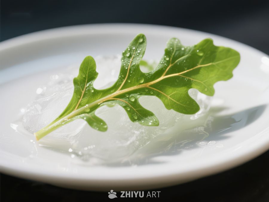 冰块上的新鲜绿叶 11