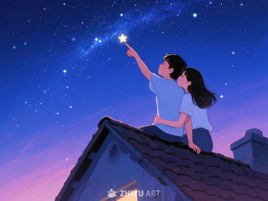 屋顶夜空下的温馨时刻 924