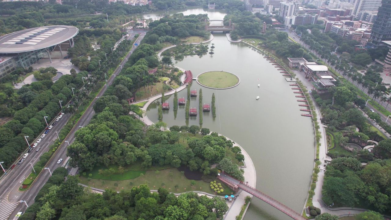 广东佛山千灯湖城市风光航拍