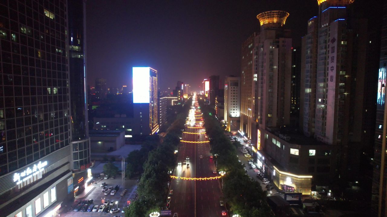 河北邯郸城市夜景灯光交通航拍
