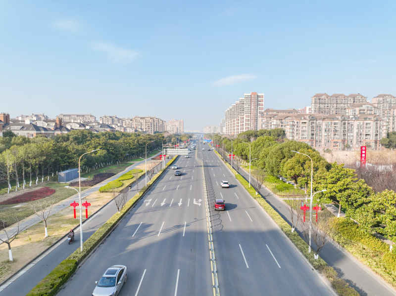 航拍昆山城镇道路风光新春氛围 45