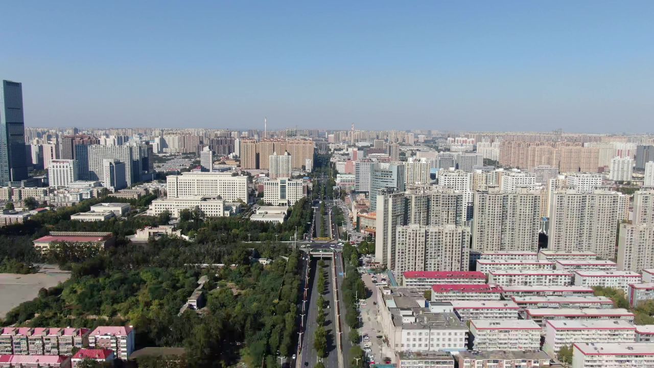 石家庄城市全景航拍 
