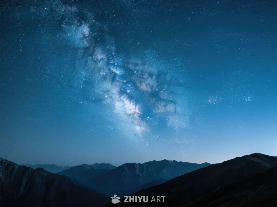 夜空银河与山脉剪影 443