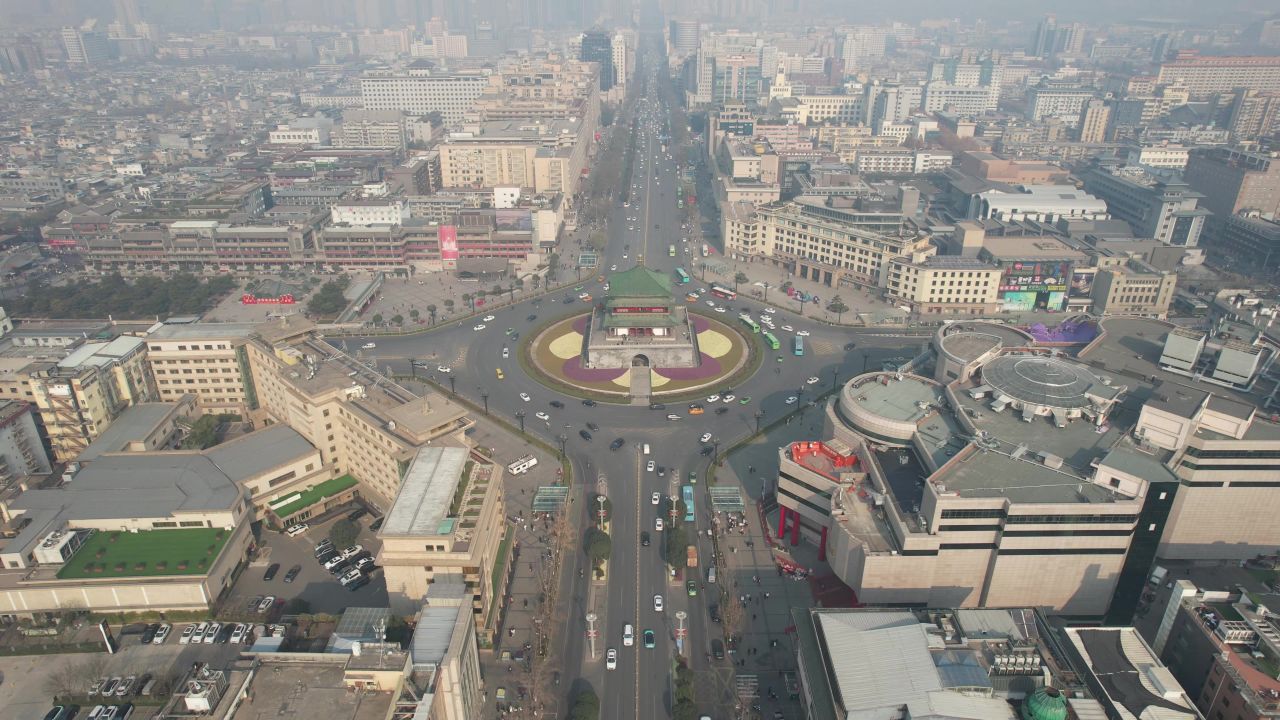  西安钟楼著名旅游景点地标建筑