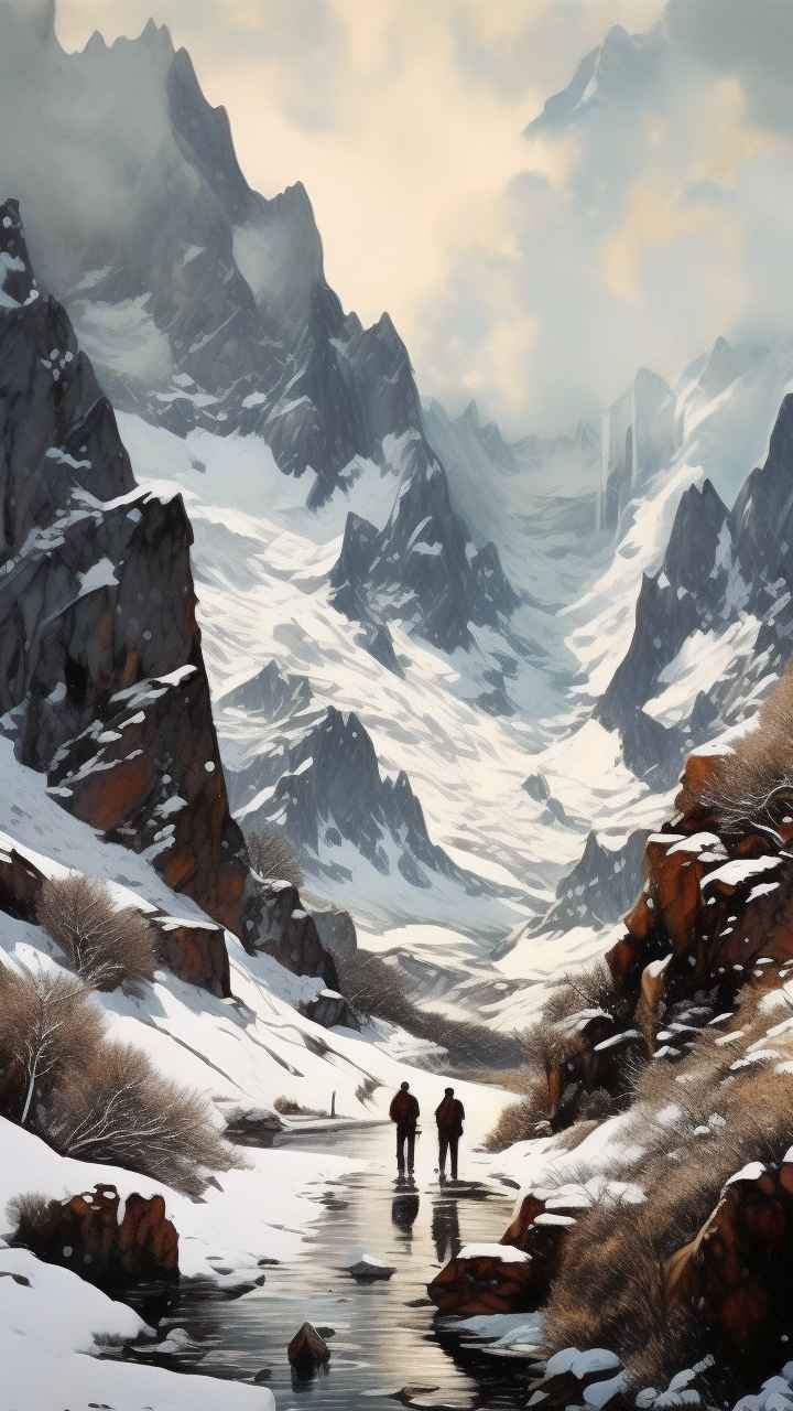 雪山高原冰川插画 6