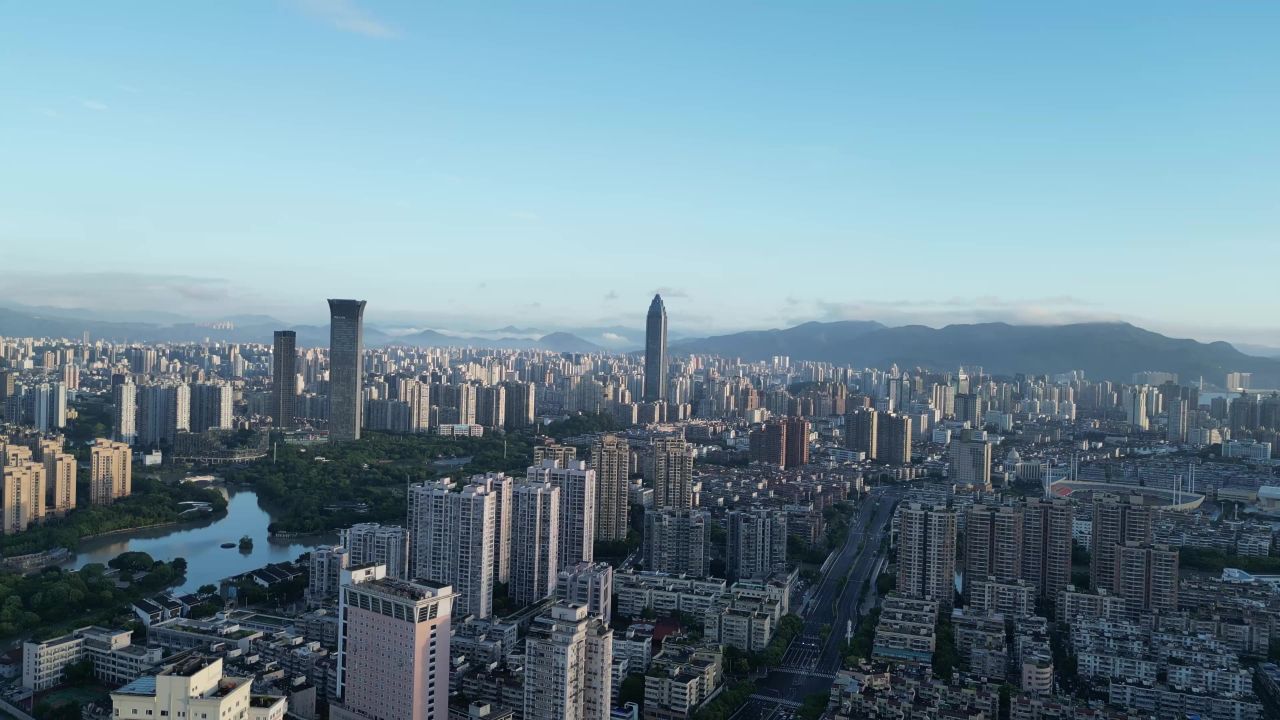  航拍温州城市天际线温州大景