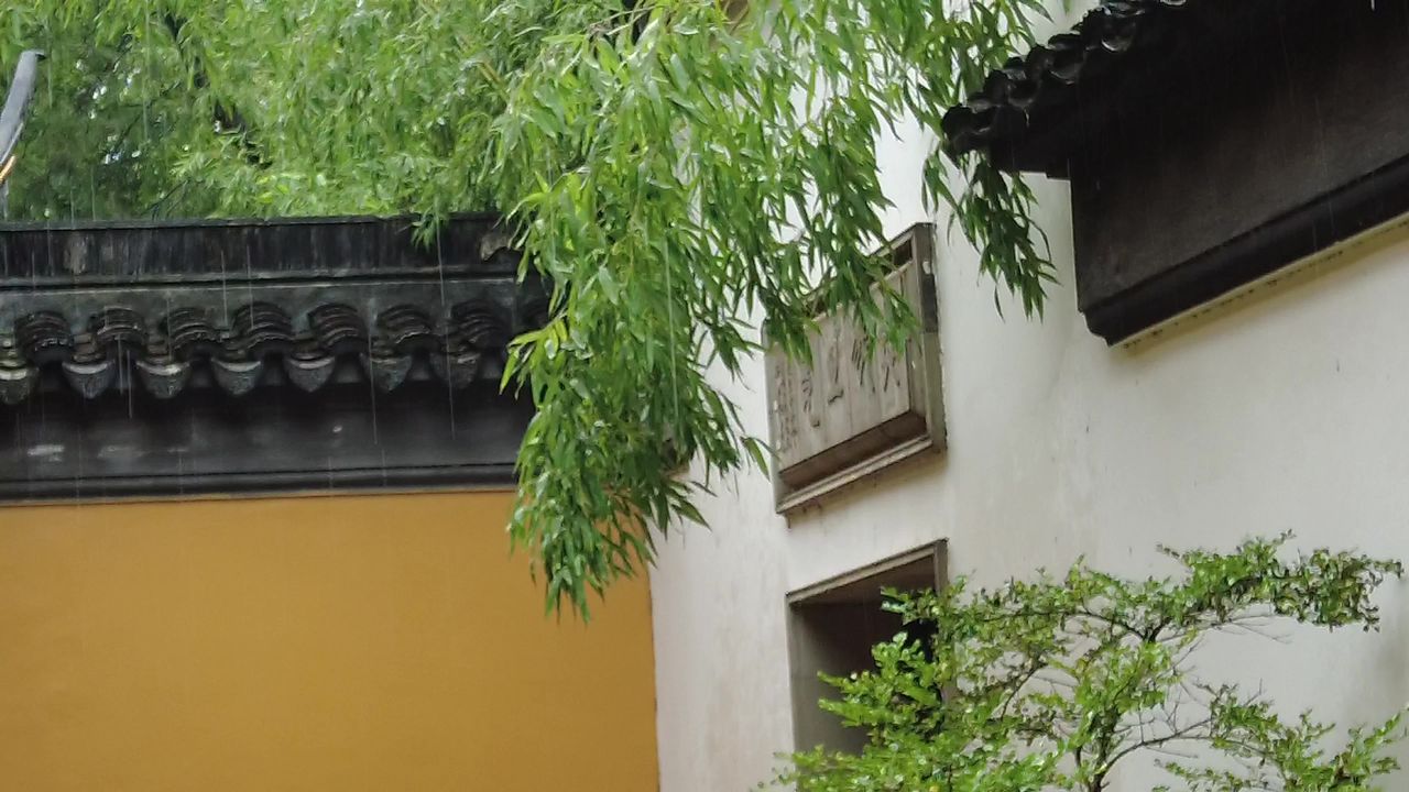  寺庙下雨素材苏州北寺塔实拍