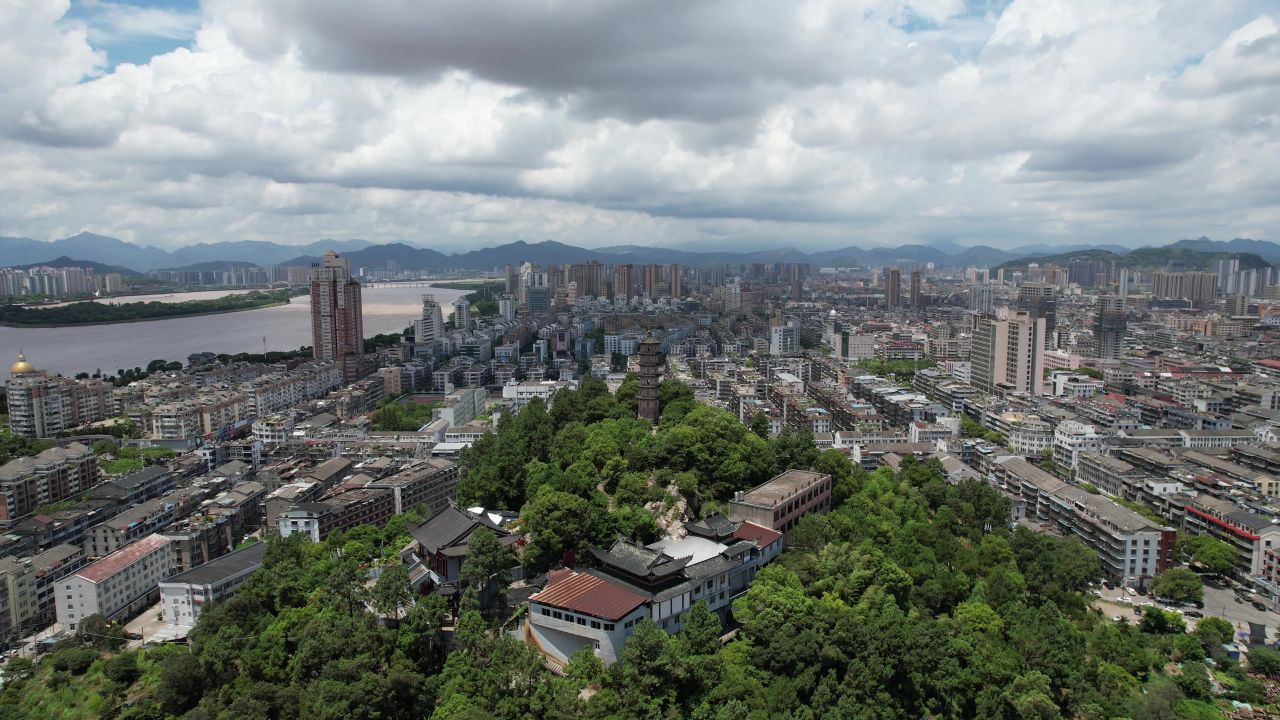浙江温州城市风光航拍 