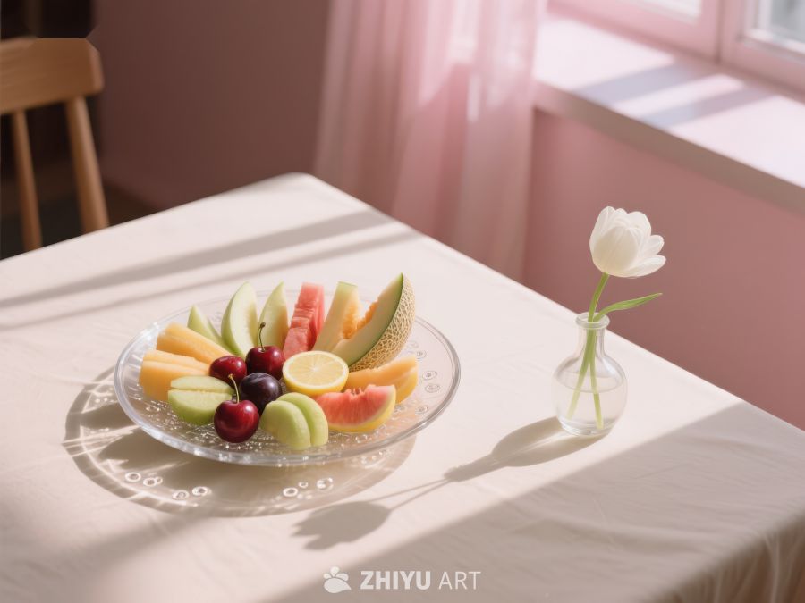 水果拼盘与白花静物 520