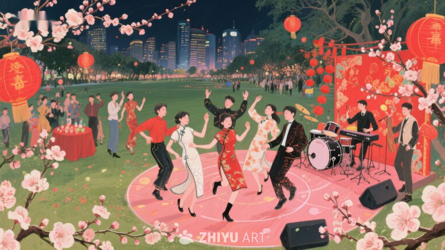 夜幕下的节日欢庆舞会 1227