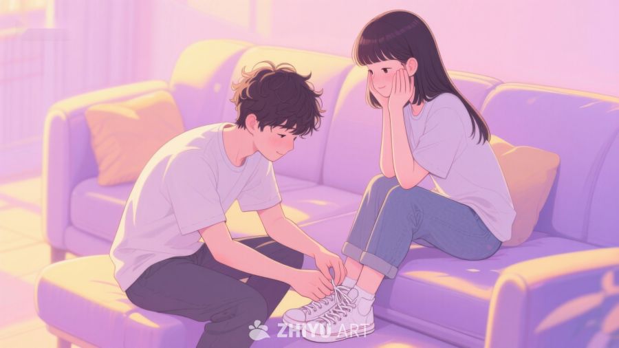 温馨瞬间：男孩为女孩系鞋带 427