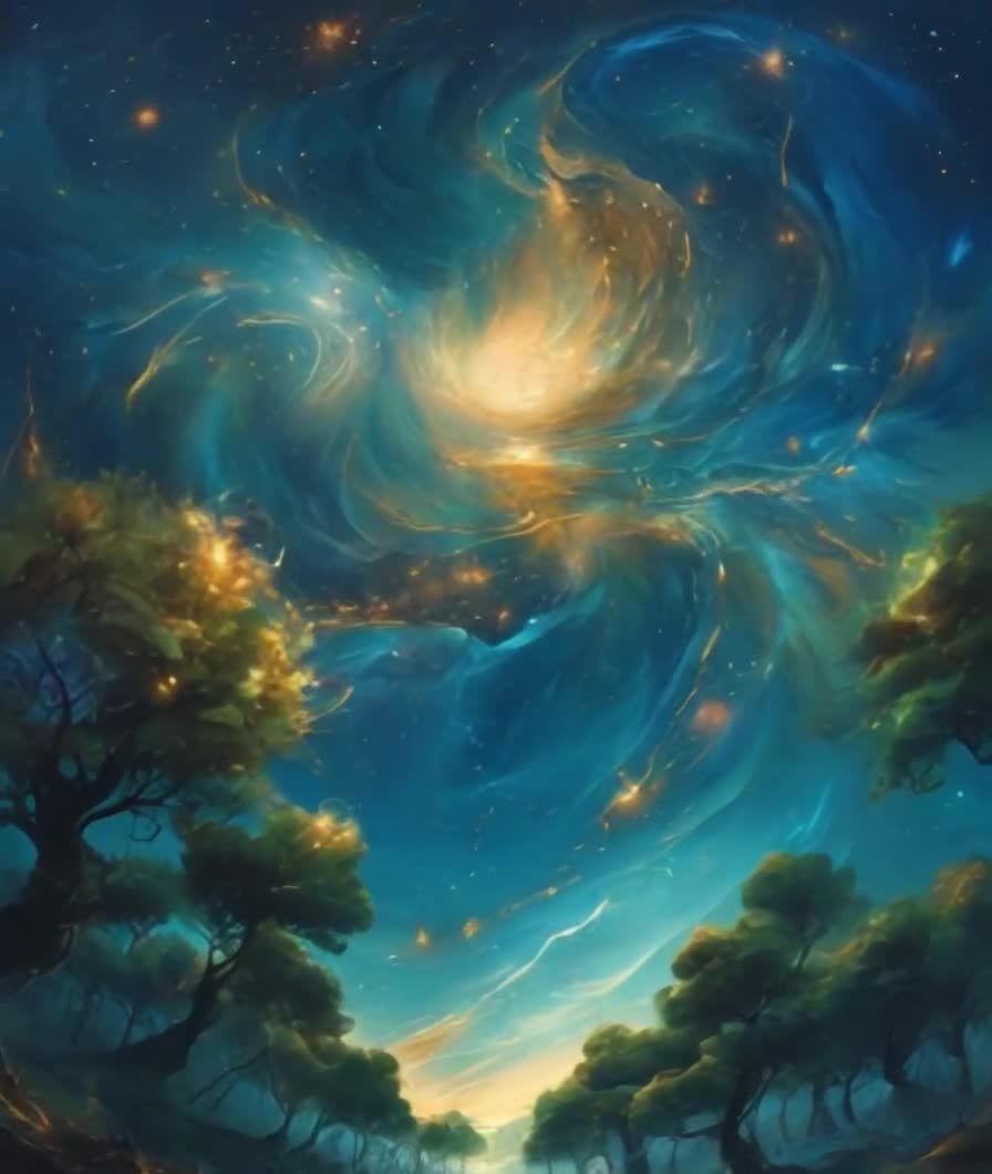 梦幻星空与茂密森林的视觉盛宴