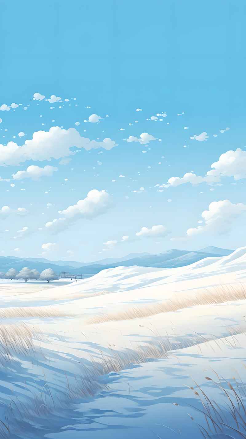 冬季唯美雪景创业插画 132
