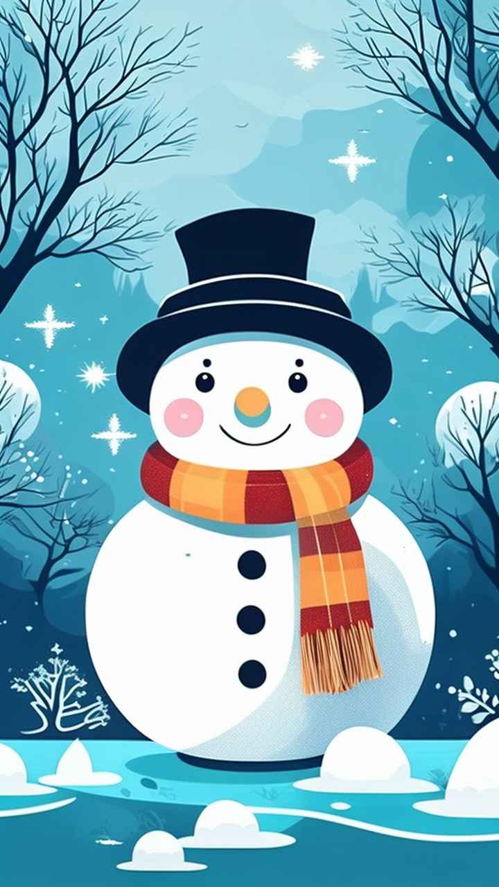 冬季雪景插画雪人 20