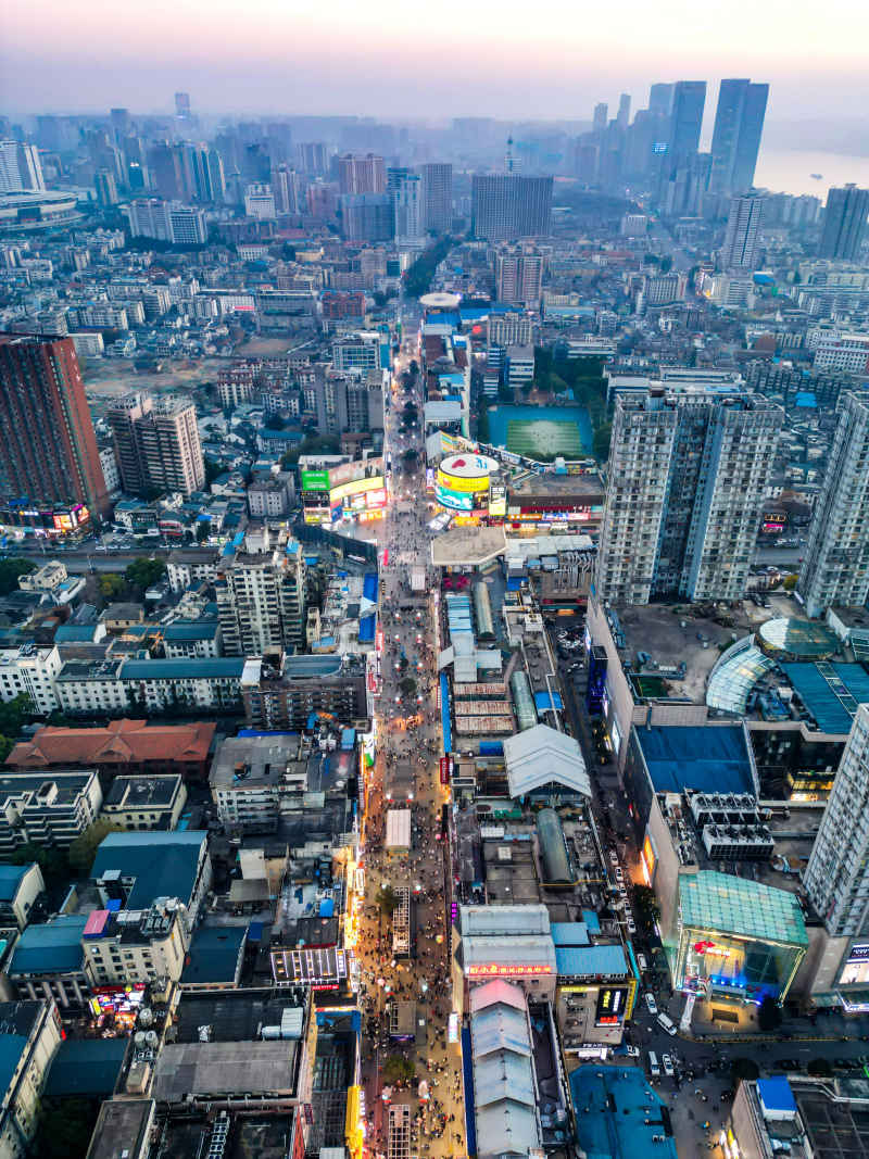 湖南长沙黄兴路步行街五一商圈航拍摄影图 