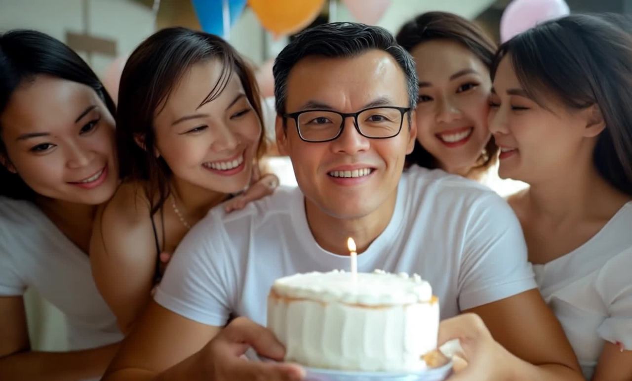 一位戴着眼镜的男士站在画面中间，面带微笑，他的周围