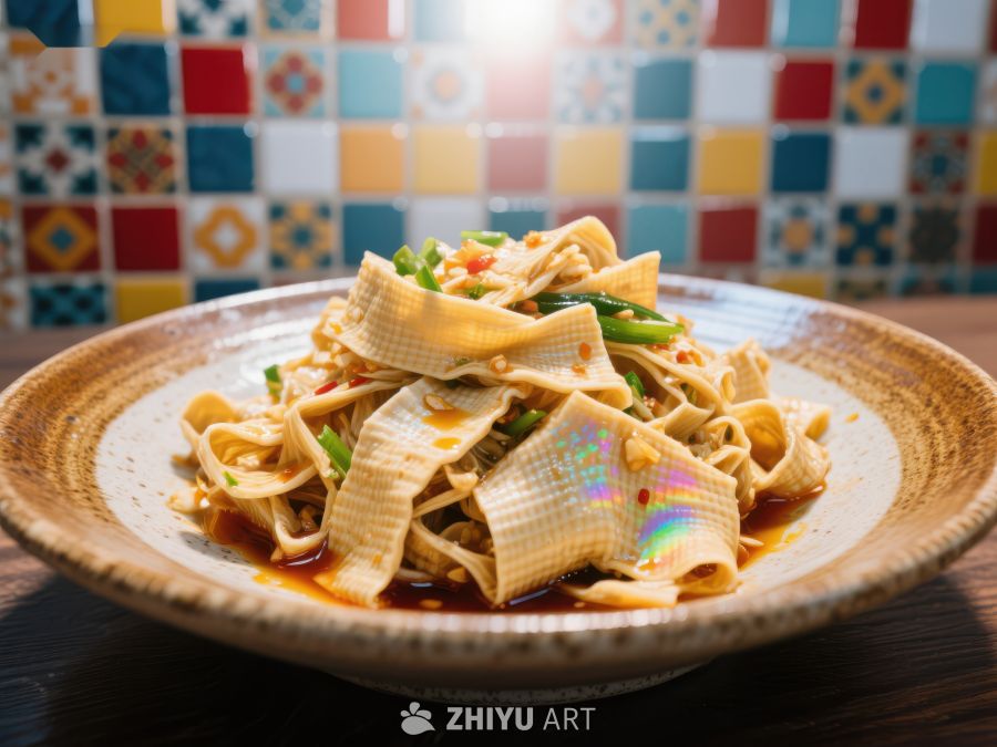 美味凉拌豆皮，色彩斑斓背景 1019