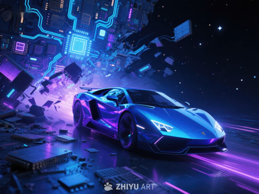 未来科技赛车穿梭数字空间 376