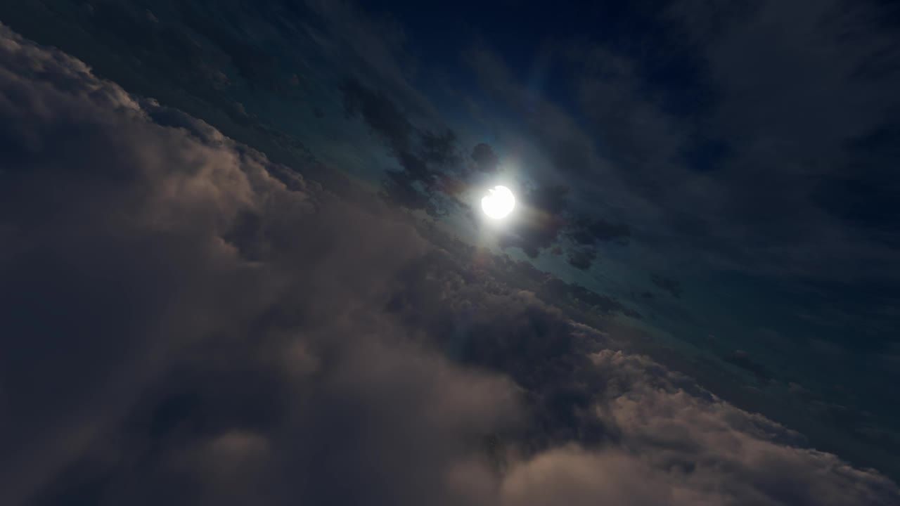 夜晚穿梭云海的月亮