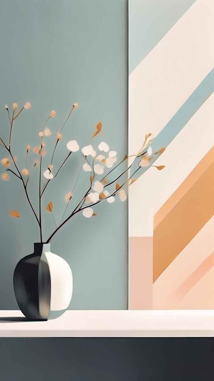 极简主义元素花朵和树枝插画