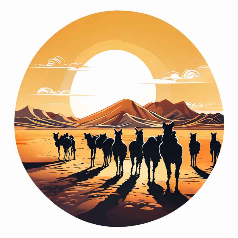 驼队沙漠丝绸之路元素插画 5
