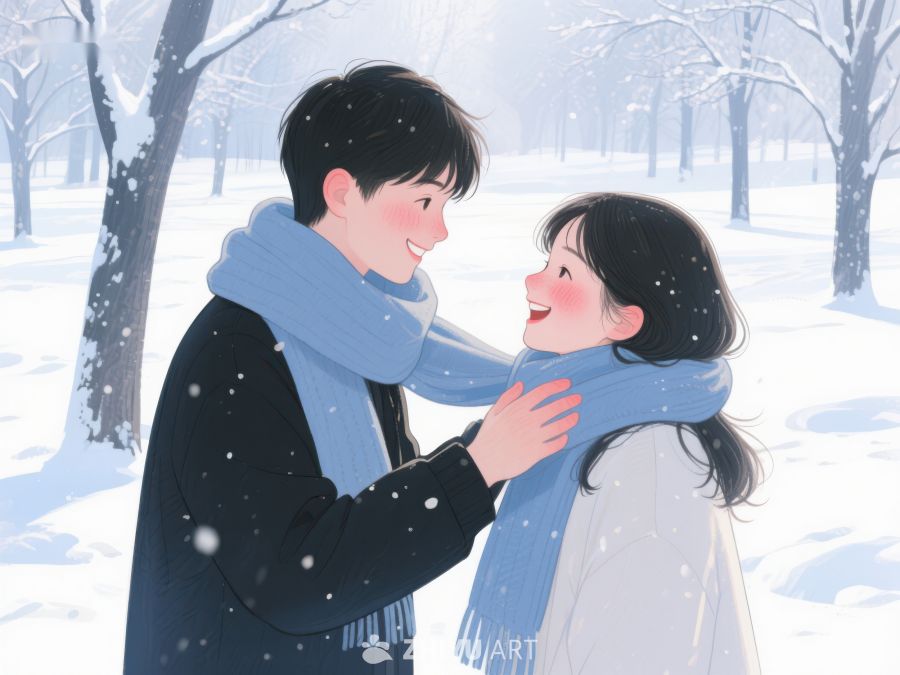 冬日雪景中的温馨互动 131