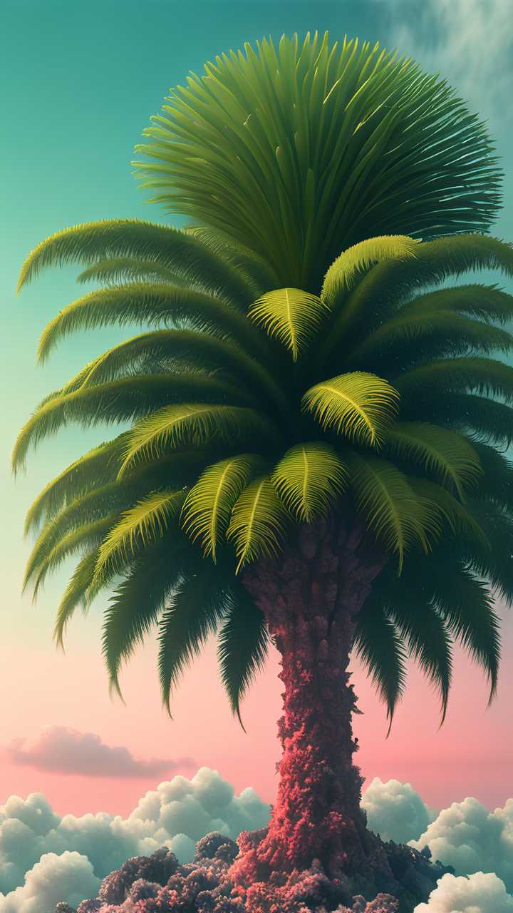 一课绿色棕榈树风景