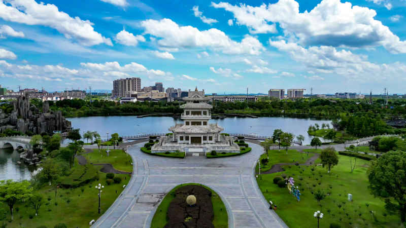 江西抚州城市风光航拍图 