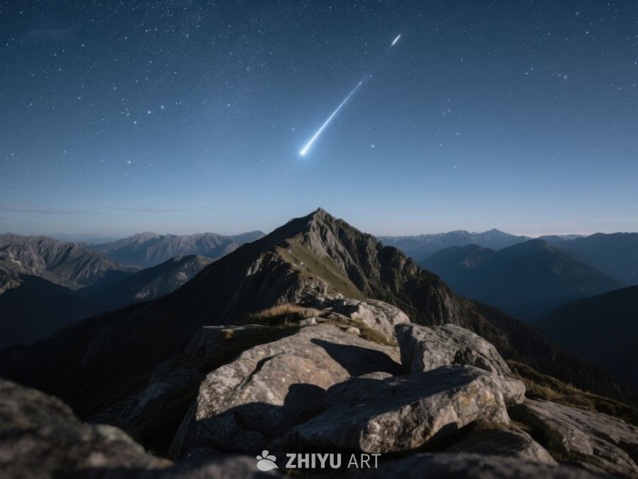 夜空流星划过山巅 269