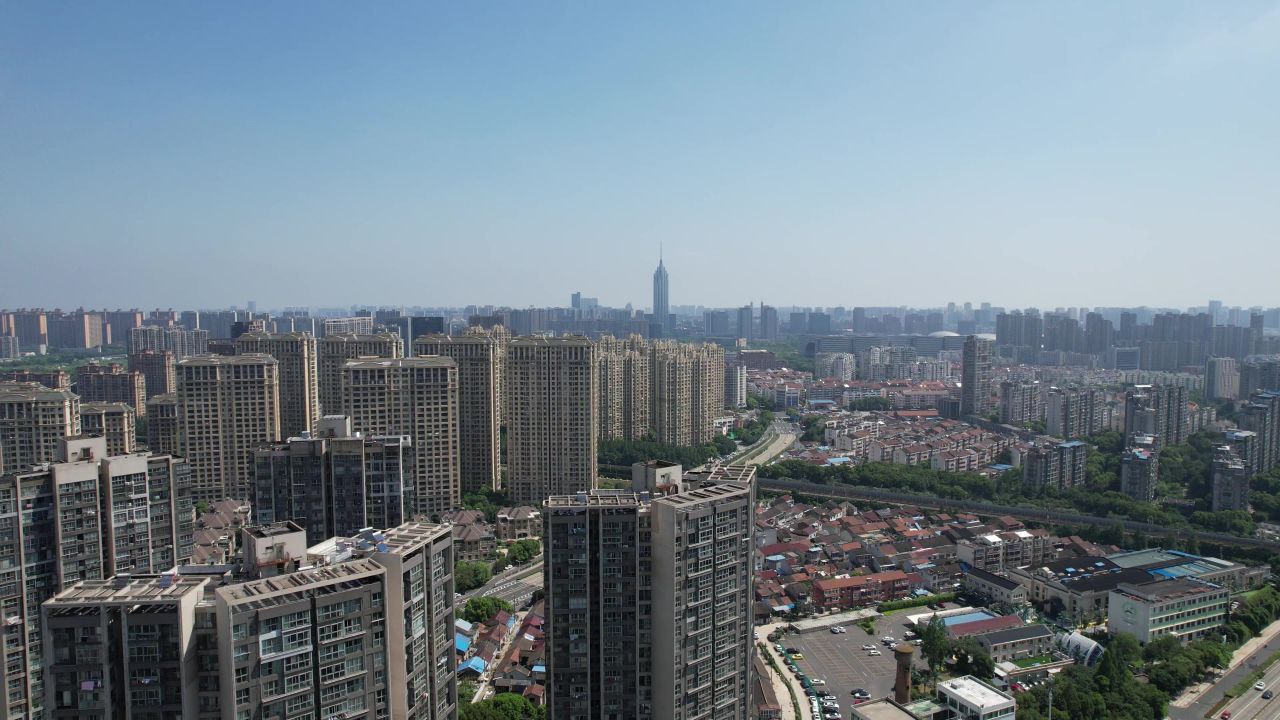 江苏常州城市风光航拍 
