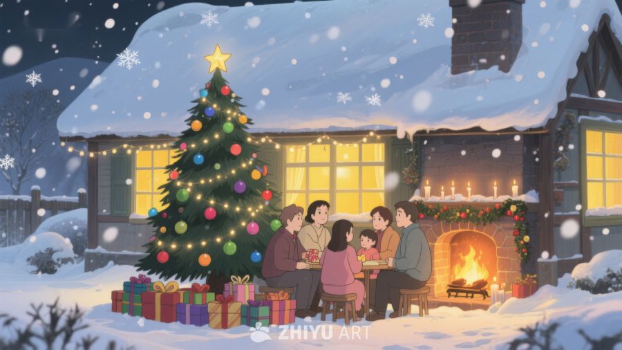 雪夜温馨家庭圣诞聚会 381