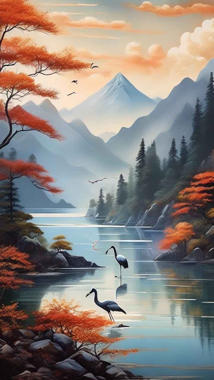 国风鹤山水风景插画 40