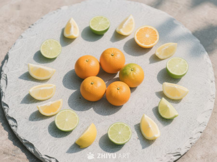 色彩斑斓的柑橘类水果排列 387