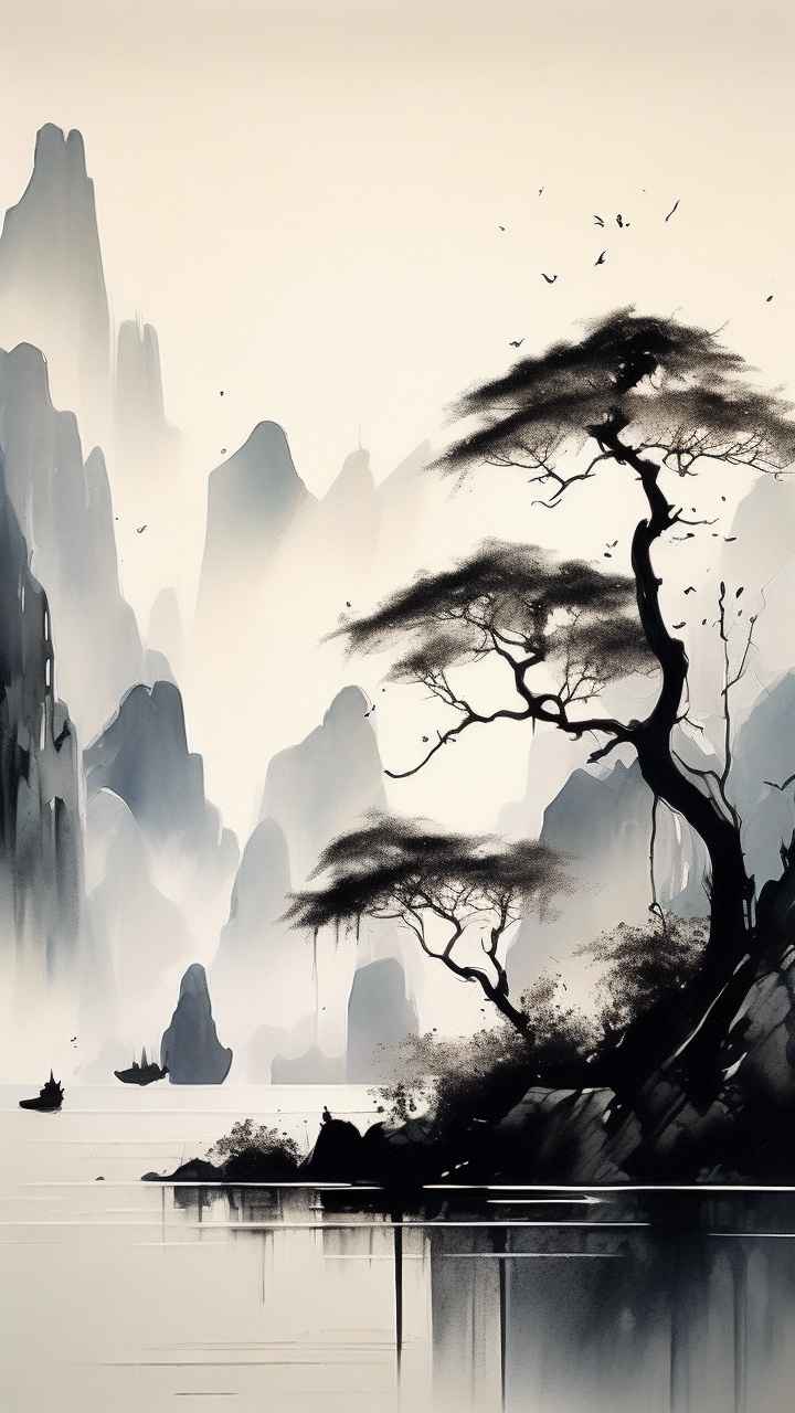 古风山水画唯美背景图 69