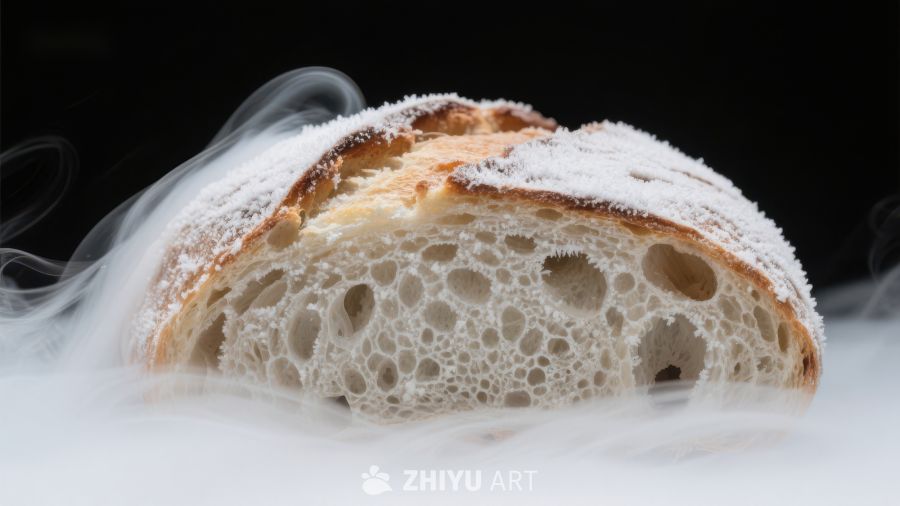 热腾腾的面包，蒸汽缭绕