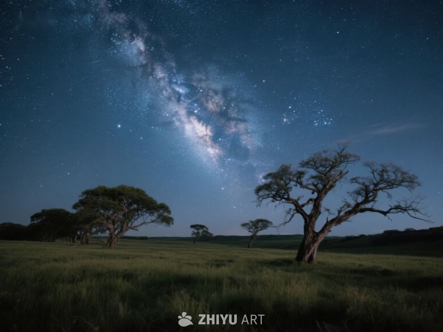 夜空下的草原与银河 267